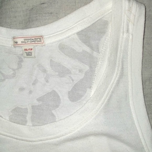 Gap white tank top. sheer floral racer back. - Picture 3 of 5